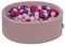 KiddyMoon Rund Bällebad Velvet Bällepool 90X30cm/200 Bälle ∅ 7Cm Ballgruben Für Babys Spielbad Kleinkinder, Hergestellt In Der EU, Erikafarben: Puderrosa/Perle/Violett/Dunkelpink
