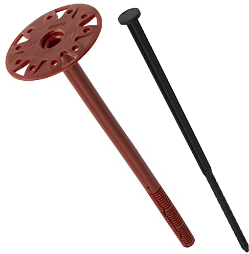 AERZETIX - C65204 - Satz von 50 Isolationsdübeln Ø10x200 mm + 50 schlagnägel 190 mm - aus nylon - dübel ziegelstein material hohl vollmauerwerk platten polystyrol mineralwolle arbeiten