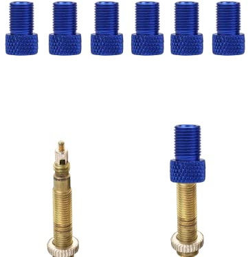 Presta to Schrader Valve Adapter for Bike, Inflate Presta Valve Tire with Air Compressor or Regular Bike Pump - 6 Pieces, Multiple Color Options (Blue)