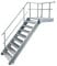 Podesttreppe / 8 Stufen + Podest Stahltreppe mit Geländer Links/Stufenbreite 100cm / Geschosshöhe 135-180cm