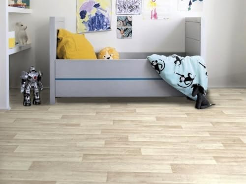PVC Bodenbelag Vinylboden in natürlicher Holz Art, Zuschnitt (4m breit, 5m lang)