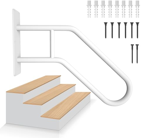 72,9 cm Sicherheits-Haltegriffe für Treppen, Handlauf für Außentreppen, U-förmiges Geländer für 1–3 Stufen, Edelstahl-Garagengeländer für Garten, Hof, Garage, Innen- oder Außentreppe