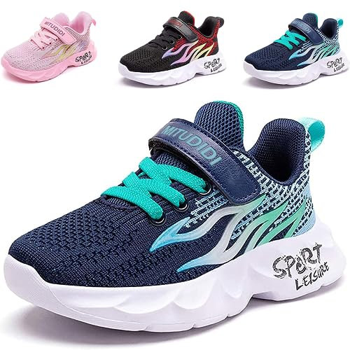 PHMNZIP Kinder Schuhe Jungen 33 Turnschuhe Sneaker Mädchen Sportschuhe Schuhe Leicht Kinder Laufschuhe Hallenschuhe Outdoor Atmungsaktiv Fitnessschuhe Basketballschuhe Jungenschuhe Unisex Blau