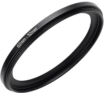Step-Up-Ringfilter-Adapter, 62 mm auf 52 mm, schwarz, Metall, kompatibel mit allen Marken, UV-, CPL ND-Kamera-Objektivfilter, Step-Down-Ring (62 mm-52 mm)