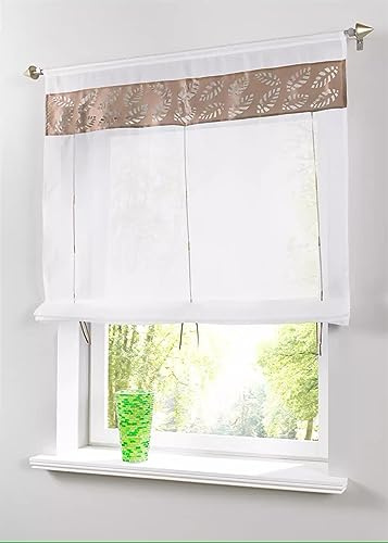 Daliena Raffrollo Voile Raffgardinen mit Tunnelzug Gardinen Fenster Vorhänge BxH 80x140cm Kaffee 1er Pack