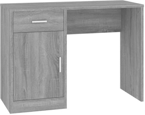 vidaXL Schreibtisch Bürotisch Arbeitstisch Computertisch PC Tisch Holztisch Büromöbel Laptoptisch mit Stauraum Grau Sonoma 100x40x73cm