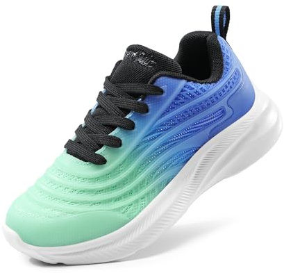 DREAM PAIRS Turnschuhe Kinder Sportschuhe Mädchen Jungen Sneaker Hallenschuhe Atmungsaktiv Laufschuhe Outdoor Schnüren Tennisschuhe,Size 28,Alles Schwarz,SDRS2330K,Size 37.5,Hellgrün/Blau,SDRS2330K