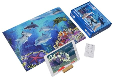 Ocean Puzzle AR+ (100-Piece Jigsaw with App) – Augmented Reality STEM Learning Toy by Octagon Studio 4D+ | Educational Marine Science Gift for Kids 6–12