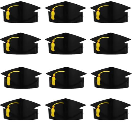 WHAMVOX 12Pezzi Cappelli di Laurea Carta Materiale Fai Da Te per Decorazioni di Festa e Gadget per Cerimonie di Laurea
