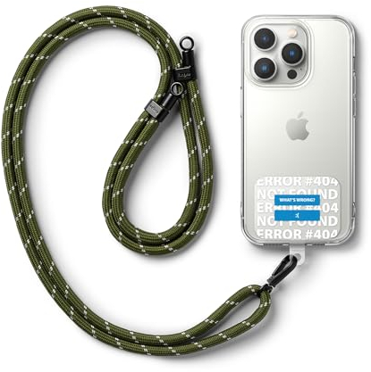 Ringke Holder Link Strap Blue Label [Kordel mit TPU Design-Tag] Crossbody Handykette Universal zum Umhängen Kompatibel mit Universeller Handyhülle - Khaki & White