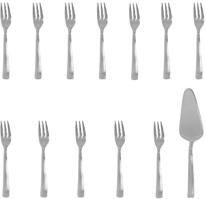 Pintinox - Set 13 Posate da dolce, Servizio di 12 Forchettine Dessert più paletta per Torta Serie Aida, Acciaio Inox 18/10, Realizzate in Italia