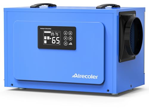 Airecoler 125 Pints Commercial Dehumidifier for Crawl Spaces & Basements with Drain Hose, Industrial Grade Water Damage Restoration for up to 6,000 sq ft, Auto Defrost, Memory Starting
