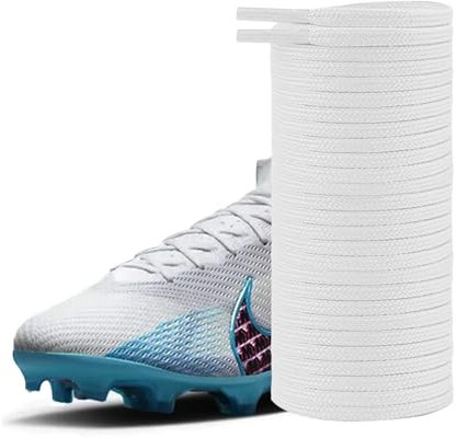 UamGlsob Cordones de zapatos de fútbol de 4 mm para botas Nike Mercurial, cordones planos delgados de repuesto para zapatillas tacos de futbol (White, 39/100cm)