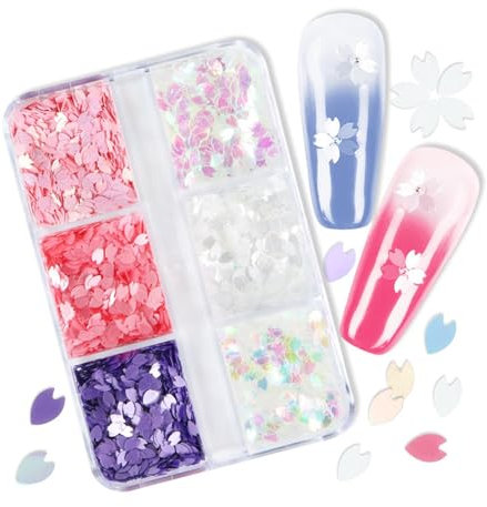 Kirschblüten Nagelglitzer, Glitzer für blühende Nägel | Kirschblütenblüten Glitzer Konfetti Glitzer 6 Farben | Kirschblütenblätter