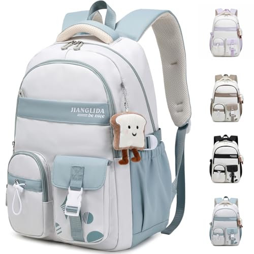 KESUDE Schulrucksack Teenager Mädchen - Rucksack Mädchen Schulranzen Jungen Großer Wasserdicht Schultasche Damen Daypack School Bag Backpack für Schule Ranzen Reise mit Anhänger