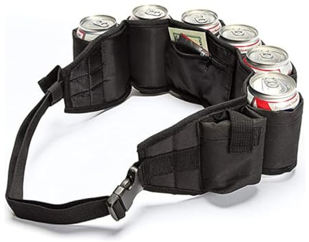Lohill Biergürtel Bierhalter, Bierhalter Gürtel,Portable Trinker,Bier Getränkedosengürtel,6 Getränke Bier Soda kann Bierhalter Flaschenhalter für Camping Wandern Outdoor Karneva Party (Schwarz)