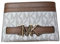 Michael Kors Reed Grand porte-cartes en cuir avec logo MK Signature, Vanille/gland, Porte-cartes
