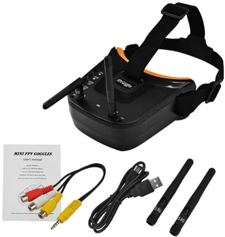 Pluuttiem Mini-FPV-Brille, 5,8 G, 40 Kanäle, Doppelantennen, Automatisch Suchende FPV-Brille, 3,0, 480 X 320 LCD-Bildschirm für RC-Renndrohne