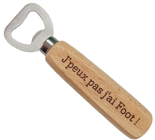 J'peux pas j'ai Foot ! - Décapsuleur en Bois - Cadeau Foot Homme Ouvre Bouteille Cadeau Pour Fan de Foot Cadeau Foot Utile Cadeau Homme Foot Cadeau Pour Coach Foot