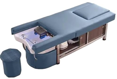 BDJSN Lit De Shampoing pour Spa Professionnel, Fauteuil De Massage Thaïlandais Intelligent Et Étanche pour Fumigation par Circulation d'eau, Lit De Thérapie À Tête Relevable avec Bain De Pieds