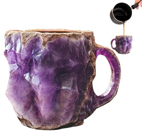 2024 Mineral Crystal Coffee Mug - 400ML Crystal Decorative Mug | Decorative Mineral Water Cup | Natural Agate Mineral Coffee Mug | Novelty Coffee Mugs for Milk Tea Hot Chocolate Soda Water