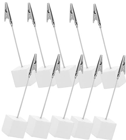 SEWACC 10stücke Memohalter Mit Würfelbasis Und Fotoclip Büroklammer Aus Harz Und Edelstahl Notizclip in Silber Für Home Office