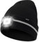 Wmcaps Mütze mit LED Licht, Wintermütze mit 4 LED Lampe, Wiederaufladbare Type-C Strickmütze mit Reflektierendem Lichtstreifen, Winter Warme Geschenke Laufmütze für Herren und Damen,Schwarz