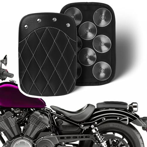 DREAMIZER Custom Motorrad Sozius Sitzpad,Motorrad hinteren Beifahrerkissen,Motorrad 8 Saugnäpfe Rücksitzpolster Kompatibel mit Harley Sportster XL 883 1200 Dyna für Softail Touring Cruiser Chopper
