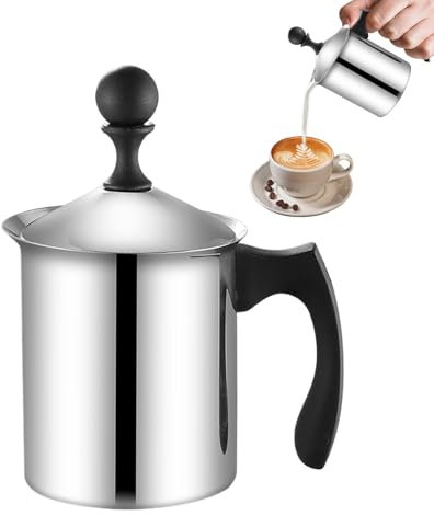 Hand Frother with Pump, Manual Milk Foam Maker, Hand Held Frother, Stainless Steel Frother, Long-Lasting Milk Frother, Milk Frother Pitcher, Coffee Toppings Frother, Handheld Foam Maker, Stainless