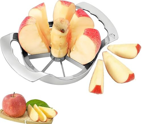 katmerio Edelstahl Apfelteiler, Küchenwerkzeug für Obstzubereitung, 12 Klingen Apfelteiler zum Zerschneiden, Apfelspaltenschneider Apfelschäler, Langlebig, Vielseitig und Einfach zu Reinigen
