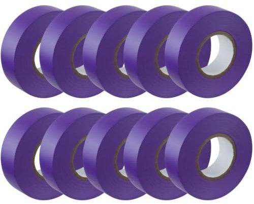 GTSE Purple Electrical Tape, 19mm x 20m, 10 Rolls of Strong Self-Adhesive PVC Insulation Tape for Insulating, Repairing and Protecting Electrical Wires