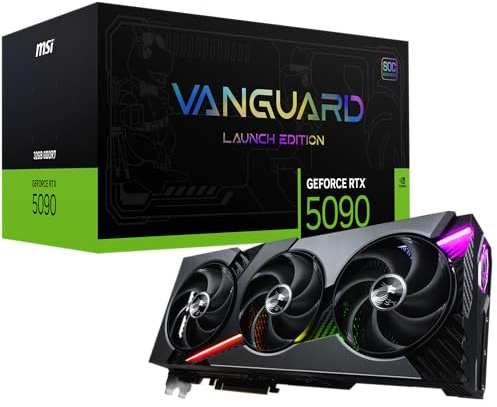 msi Gaming RTX 5090 32G Vanguard SOC Launch Edition Graphics Card (32GB GDDR7, 512-bit, Extreme Performance: 2527 MHz, DisplayPort x3 2.1a, HDMI 2.1b, NVIDIA Blackwell Architecture)
