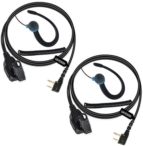 UAYESOK Walkie Talkie - Auricolari radio a forma di G per Midland G7 G7 XTR G9 Pro Plus G5 G6 G8 XT30 XT50 XT60 XT70 ALAN42 ALAN52 M24 M48 con microfono PTT (2 pezzi)