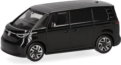 Herpa Modellauto VW ID. Buzz, schwarz, Miniatur im Maßstab 1:87, Sammlerstück, Made in Germany, Modell aus Kunststoff