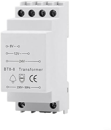 EffiFish Doorbell Transformer,For Ring Doorbell Systems 8V 12V 24V AC Power Supply With Short Circuit Protection DIN Rail Mount