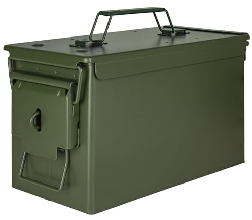 Trucky Munitionsbox Ammo Box Metallkiste Metallbox Munitionskiste Aufbewahrungsbox mit Deckel 31 x 16 x 19 cm Army Grün Metall