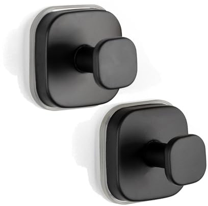 kkrrammii Lot de 2 crochets de douche à ventouse en acier inoxydable sans perçage, crochets muraux réutilisables et robustes pour miroirs, carreaux, cuisine, rangement doré, argenté, noir