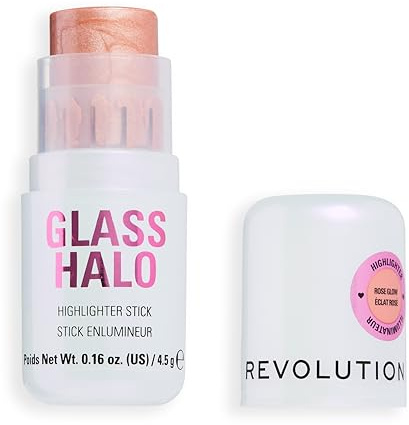 Revolution Glass Halo Highlighter Stick, Mit Peptiden & Vitamin E für Strahlenden Dewy Glow, Rose Glow, 4.5g