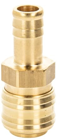 Druckluft Verschlusskupplung NW 7,2 x Schlauchanschluss Tülle, Typ 26KA, Messing blank (für 13 mm Schlauch Innen-Ø)