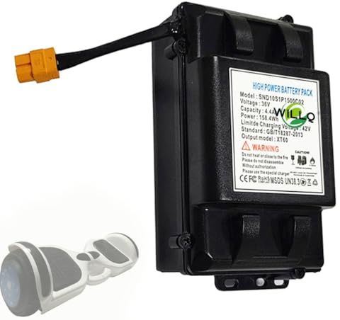 WILLQ 36V 2Ah 2,2Ah 2,4Ah 4Ah 4,4Ah 5,2Ah 6Ah Ersatz-Lithium-Akku, wiederaufladbar, 36 Volt, Hoverboard-Akku mit ABS-Gehäuse und XT60-Stecker