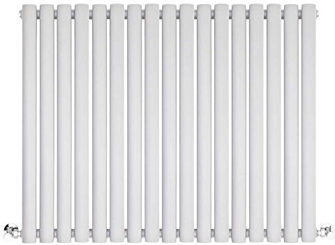 BestBathroom - White Single Oval Panel Horizontal Radiator - 600mm x 1000mm