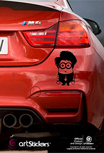 Artstickers Sticker Minion 70er Jahre Vinyl Aufkleber Sticker für Laptop Auto Aufkleber Motorrad - Schwarz - 1 Stück 10 cm x 6 cm Geschenk Spilart Aufkleber Registrierte Marke