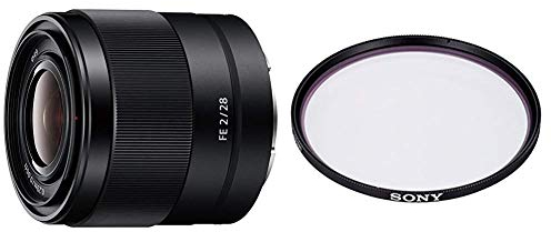 Sony SEL-28F20 Weitwinkel Objektiv (Festbrennweite, 28 mm, F2, Vollformat) schwarz + Sony VF-49MPAM Carl Zeiss T* MC-Schutzfilter 49 mm schwarz