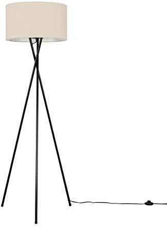 MiniSun | Modern Gloss Black Metal Floor Lamp with a Beige Shade | Floor Lamps & Torchieres, Home Décor & Improvement Essential | Includes 6W LED Bulb [3000K Warm White]