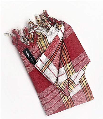 SAUNAGUT Sauna/Bagno turco/pestemals/asciugamano per hammam (rosso scuro)