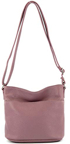 modamoda de T198 kleine Damen Leder Umhängetasche Schultertasche handmade in Italy, Farbe:Altrosa