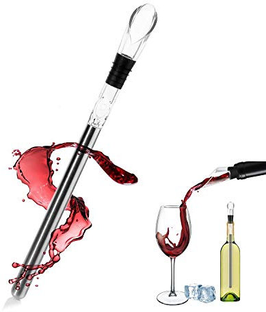 Vino enfriador de palillo aireador, vertedor – barra de enfriamiento de acero inoxidable con vertedor sin goteo y aireador de vino 3 en 1 barra de enfriamiento de vino