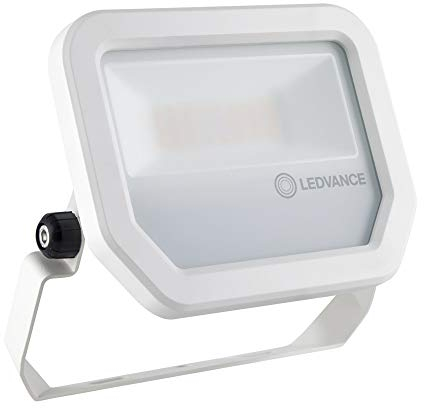 LEDVANCE Fluter mit symmetrischer, reflektorbasierender Lichtverteilung 100°x100° | energiesparend, weiß mit mit gehärtetem Glas, 20W, warm weiß | FL PFM 20W 3000K SYM 100 WT