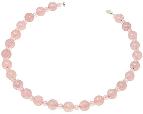 Kette Collier aus Rosenquarz Kugelkette Edelsteine zart rose 925 Silber 48cm