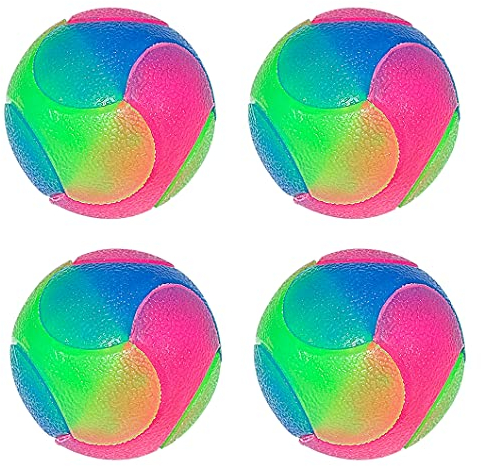 Rolin Roly Leuchtend Glow Ball Blinkender Ball Hundeball Hundebälle Hundespielzeug Ball Mit LED Licht Spielball für Hunde Bissfest Hundespielzeug Ball (4PK Smooth Ball)